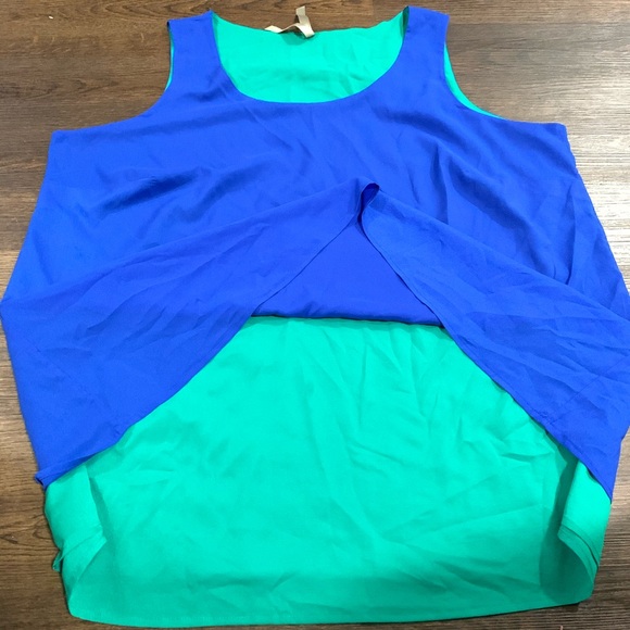 Penningtons Sleeveless Blue Tank Top +Green Lining - Picture 11 of 11